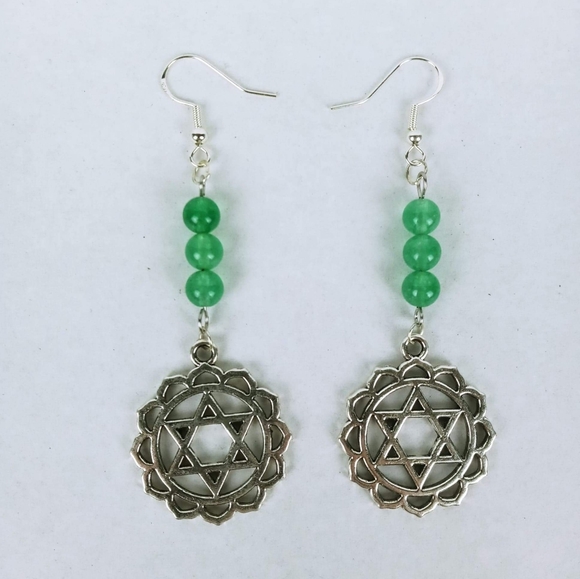 Green Aventurine charka earrings new age healing - Picture 2 of 3